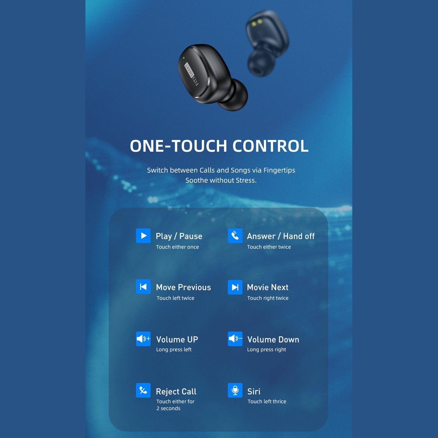 FitSmart In Ear Buds with Charging Case Portable Wireless Black-Headphones-PEROZ Accessories