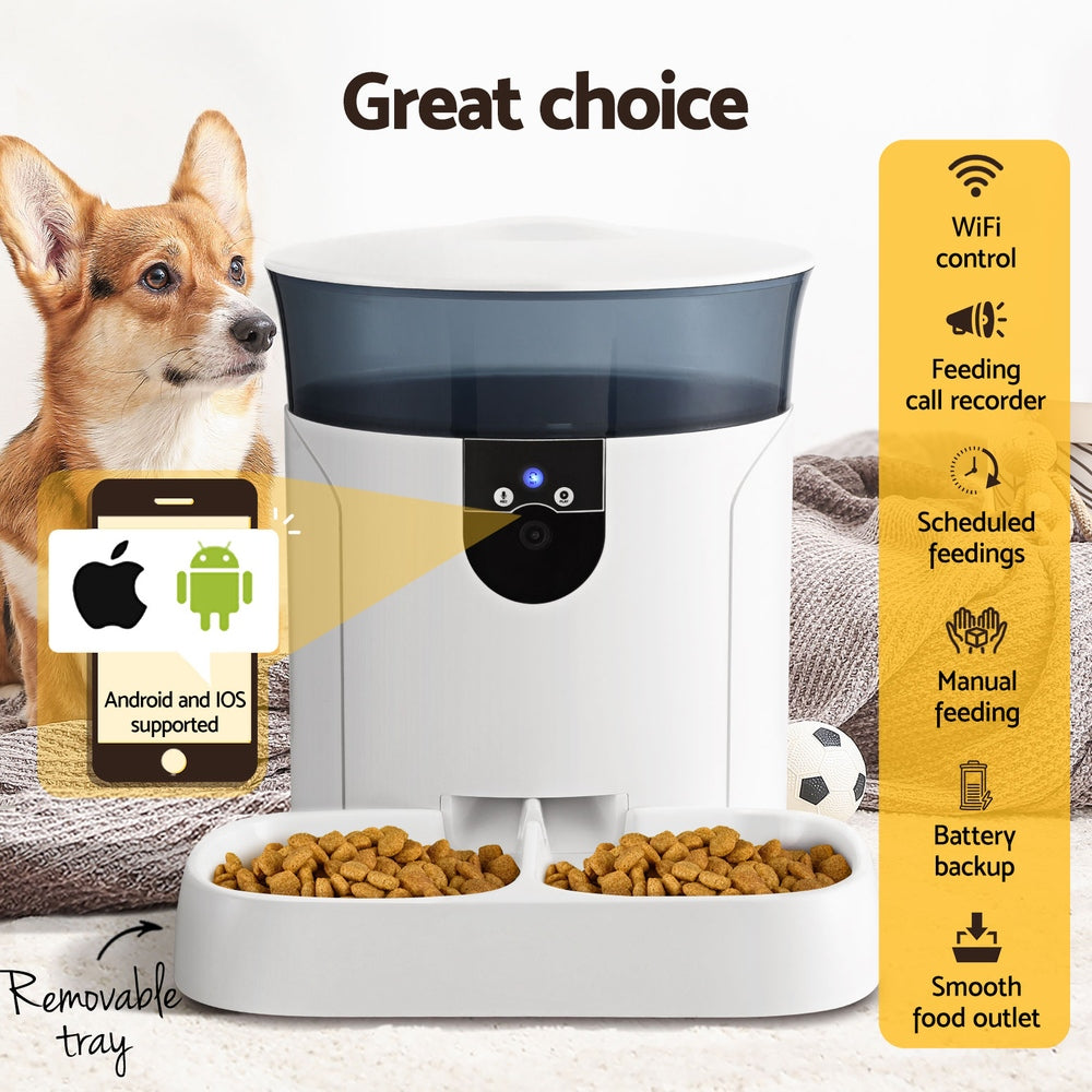 i.Pet Automatic Pet Feeder Dog Cat Camera Wifi Smart Food Dispenser Timer 7L APP-Pet Care > Dog Supplies > Dog Bowls, Feeders &amp; Waterers-PEROZ Accessories