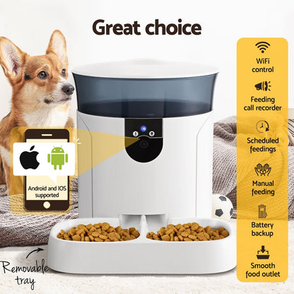 i.Pet Automatic Pet Feeder Dog Cat Camera Wifi Smart Food Dispenser Timer 7L APP-Pet Care > Dog Supplies > Dog Bowls, Feeders &amp; Waterers-PEROZ Accessories
