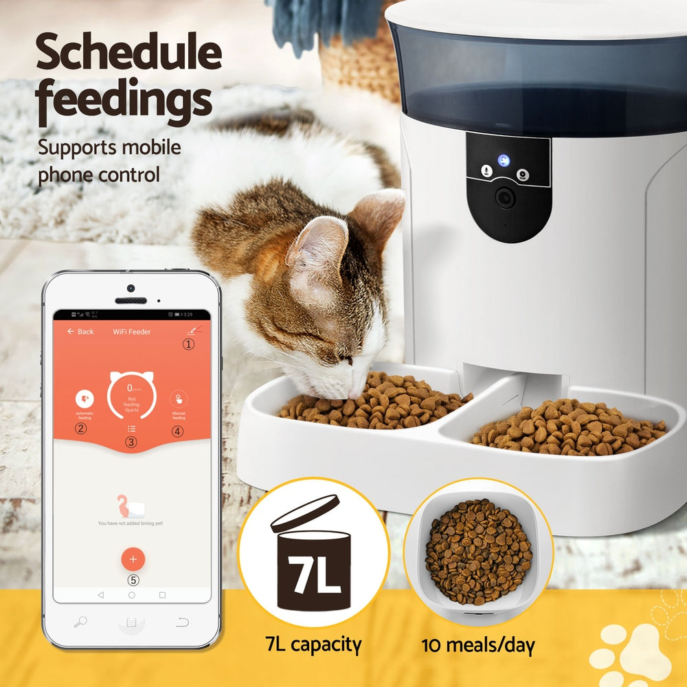 i.Pet Automatic Pet Feeder Dog Cat Camera Wifi Smart Food Dispenser Timer 7L APP-Pet Care > Dog Supplies > Dog Bowls, Feeders &amp; Waterers-PEROZ Accessories