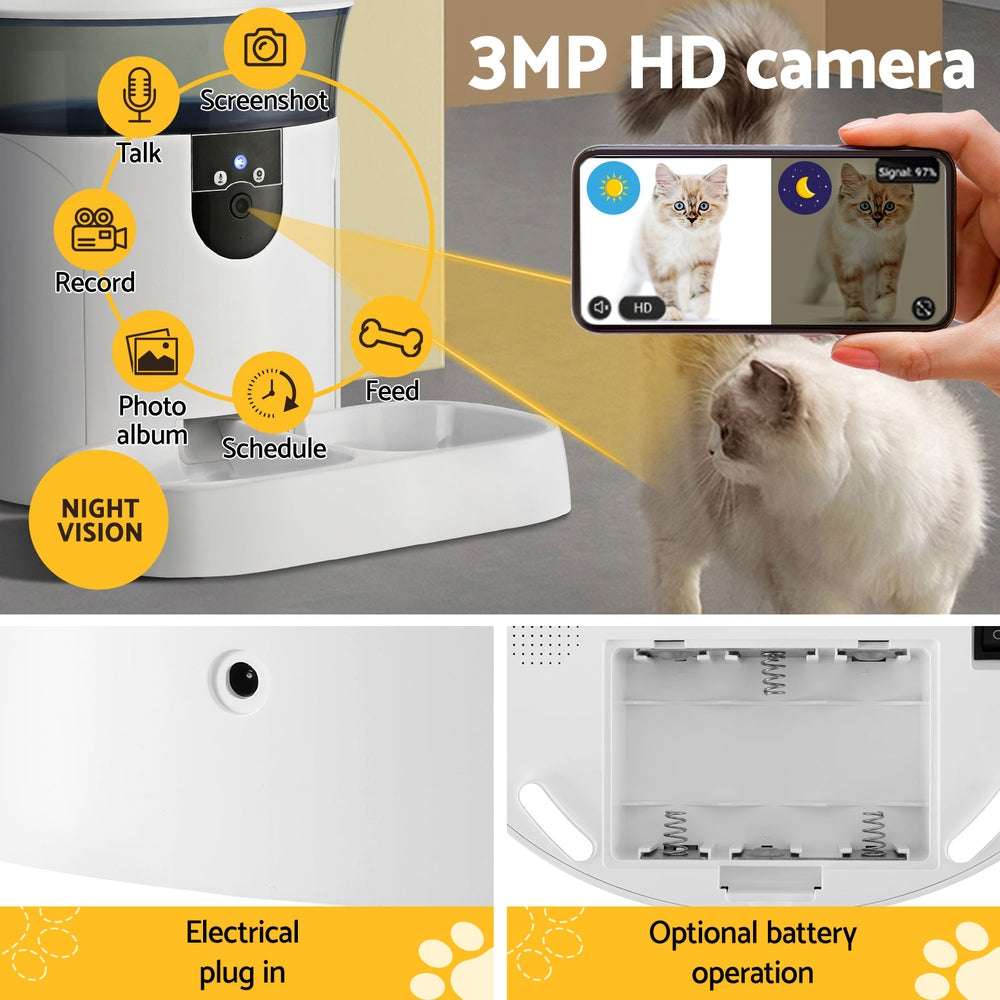 i.Pet Automatic Pet Feeder Dog Cat Camera Wifi Smart Food Dispenser Timer 7L APP-Pet Care > Dog Supplies > Dog Bowls, Feeders &amp; Waterers-PEROZ Accessories