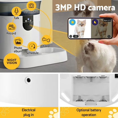 i.Pet Automatic Pet Feeder Dog Cat Camera Wifi Smart Food Dispenser Timer 7L APP-Pet Care > Dog Supplies > Dog Bowls, Feeders &amp; Waterers-PEROZ Accessories