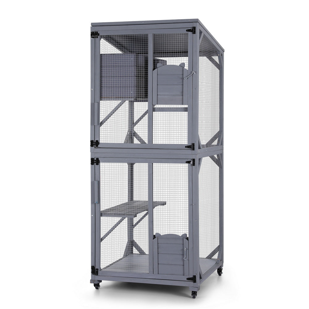 i.Pet Cat House Wooden 180cm Rabbit Hutch Pet Condo Small Dog Enclosure Cage-Pet Care > Cat Supplies > Cat Carriers &amp; Crates-PEROZ Accessories