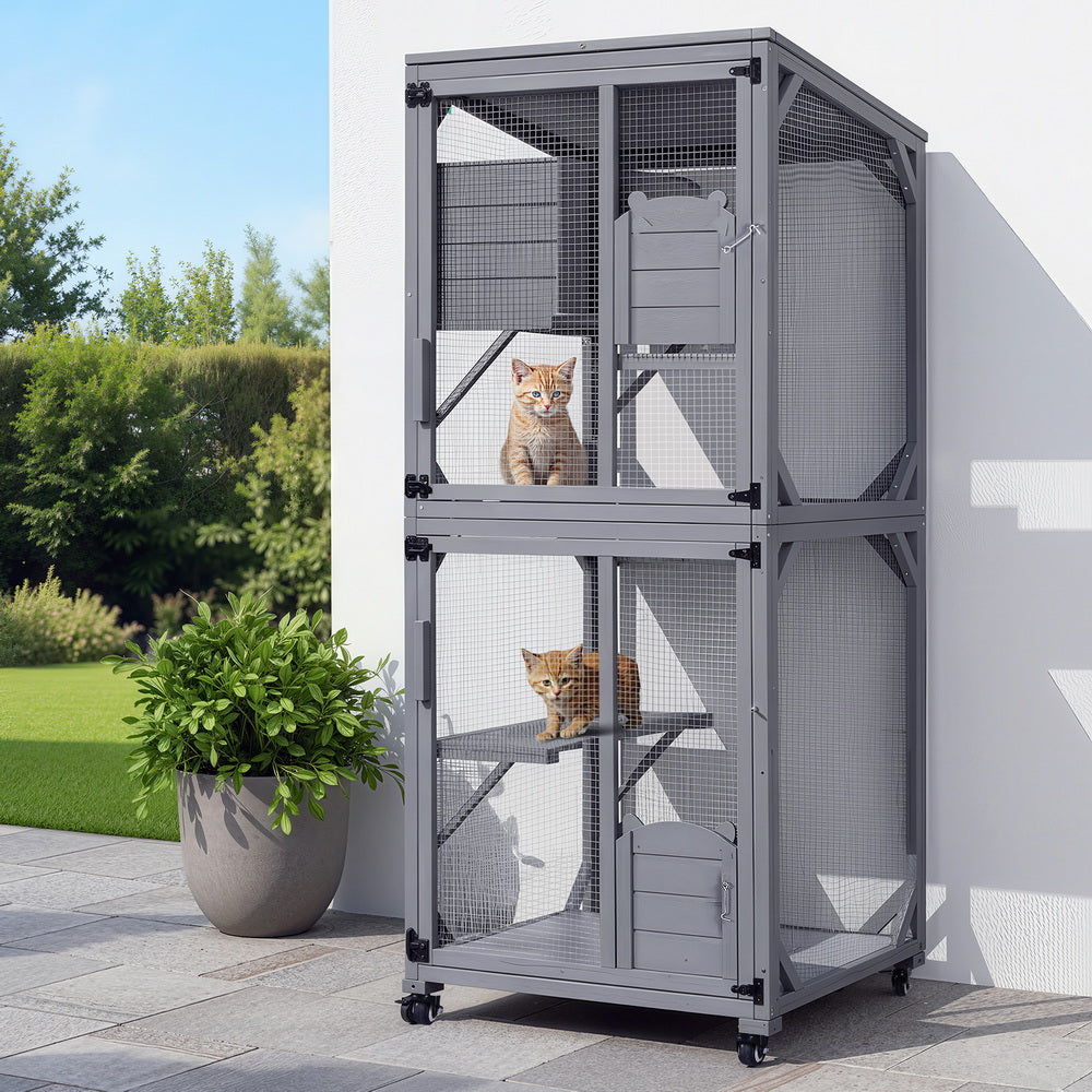 i.Pet Cat House Wooden 180cm Rabbit Hutch Pet Condo Small Dog Enclosure Cage-Pet Care > Cat Supplies > Cat Carriers &amp; Crates-PEROZ Accessories