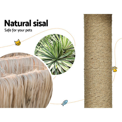 i.Pet Cat Tree 138cm Tower Scratching Post Scratcher Wood Bed Condo House Rattan Ladder-Pet Care > Cat Supplies > Cat Scratching Posts-PEROZ Accessories