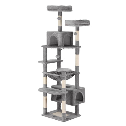 i.Pet Cat Tree 184cm Tower Scratching Post Trees Scratcher Condo House Light Grey-Pet Care > Cat Supplies > Cat Scratchers-PEROZ Accessories