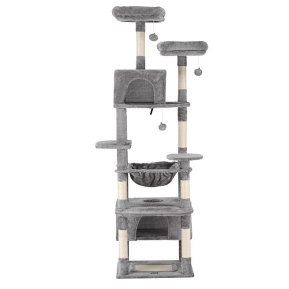 i.Pet Cat Tree 184cm Tower Scratching Post Trees Scratcher Condo House Light Grey-Pet Care > Cat Supplies > Cat Scratchers-PEROZ Accessories