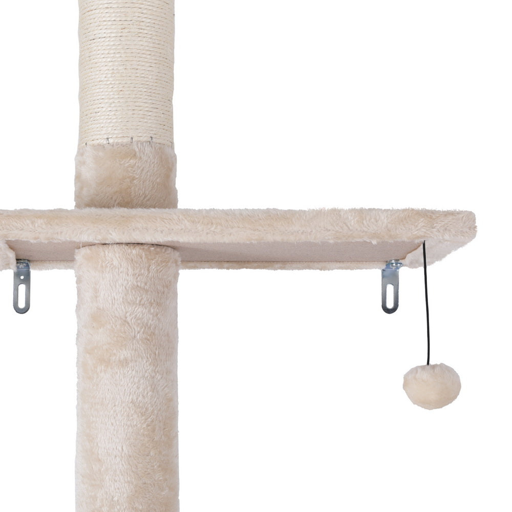 i.Pet Cat Tree 290cm Tower Scratching Cats Post Scratcher Floor to Ceiling Bed-Pet Care > Cat Supplies > Cat Scratching Posts-PEROZ Accessories