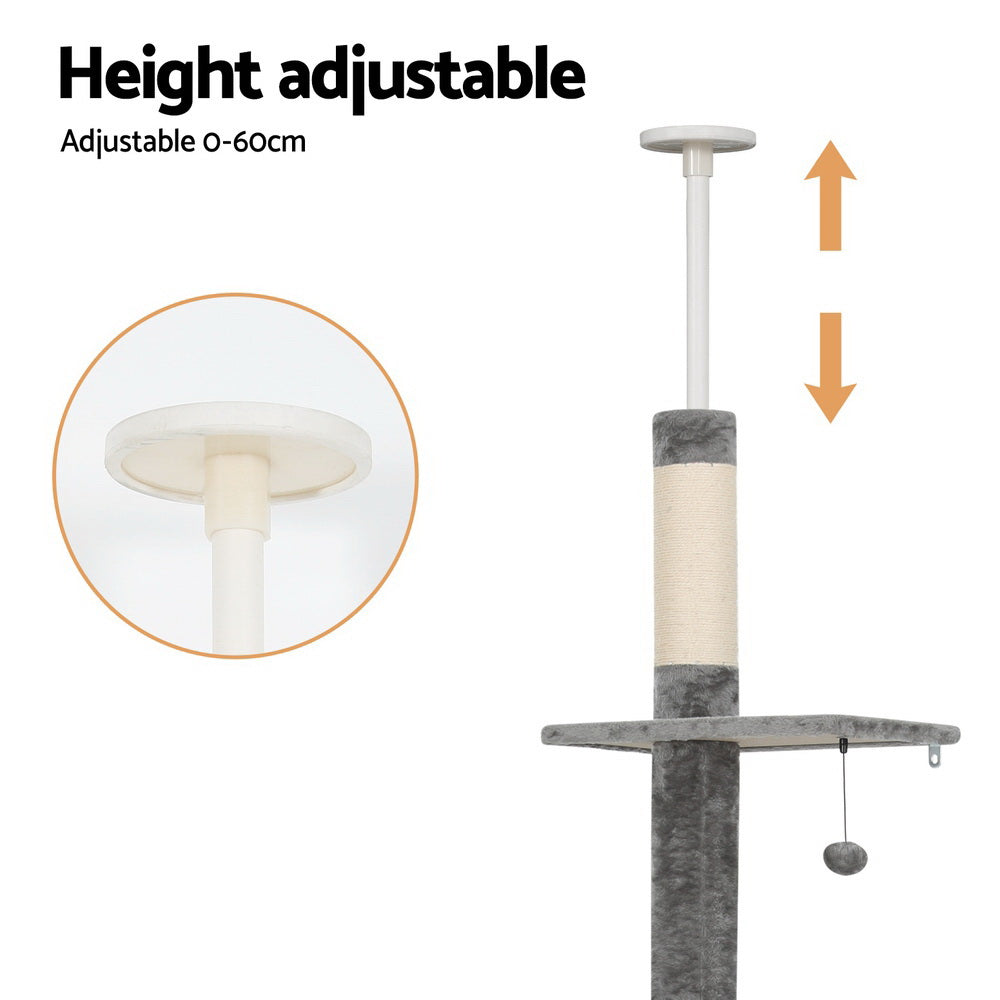 i.Pet Cat Tree 290cm Tower Scratching Post Scratcher Floor to Ceiling Cats Bed-Pet Care > Cat Supplies > Cat Scratching Posts-PEROZ Accessories