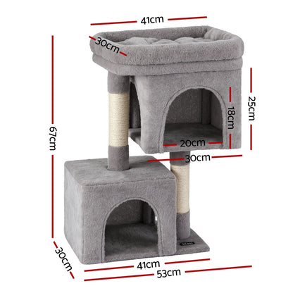 i.Pet Cat Tree 67cm Tower Scratching Post Trees Scratcher Condo House Light Grey-Pet Care > Cat Supplies > Cat Scratchers-PEROZ Accessories