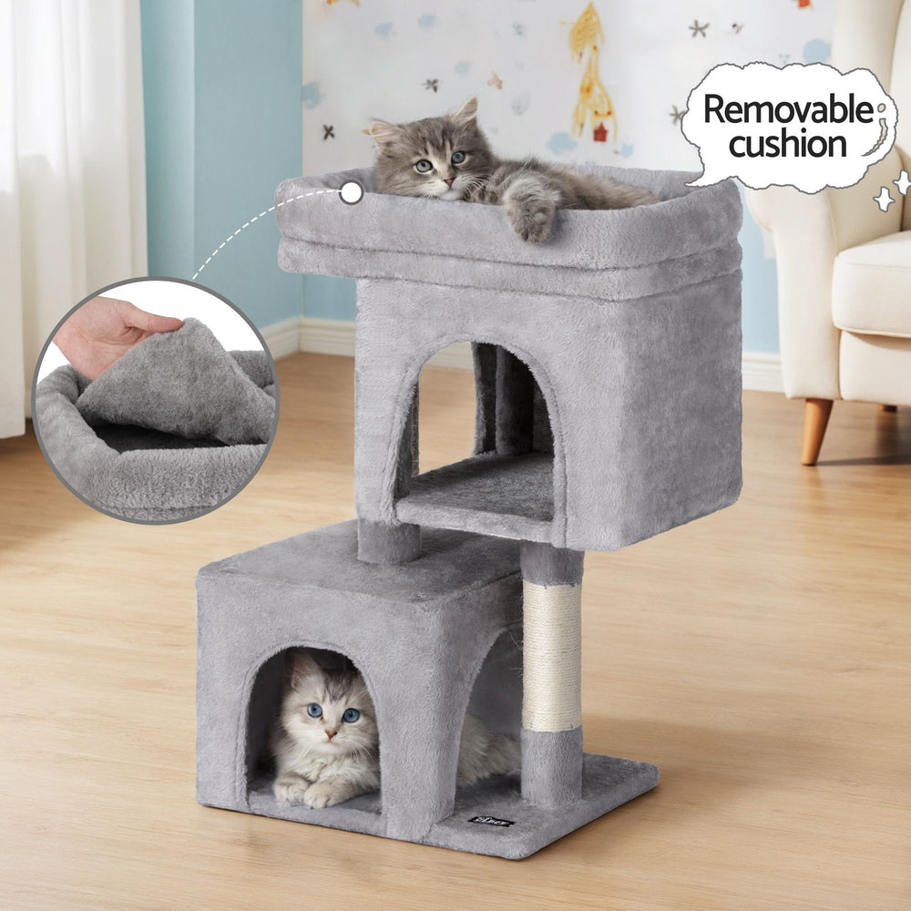 i.Pet Cat Tree 67cm Tower Scratching Post Trees Scratcher Condo House Light Grey-Pet Care > Cat Supplies > Cat Scratchers-PEROZ Accessories