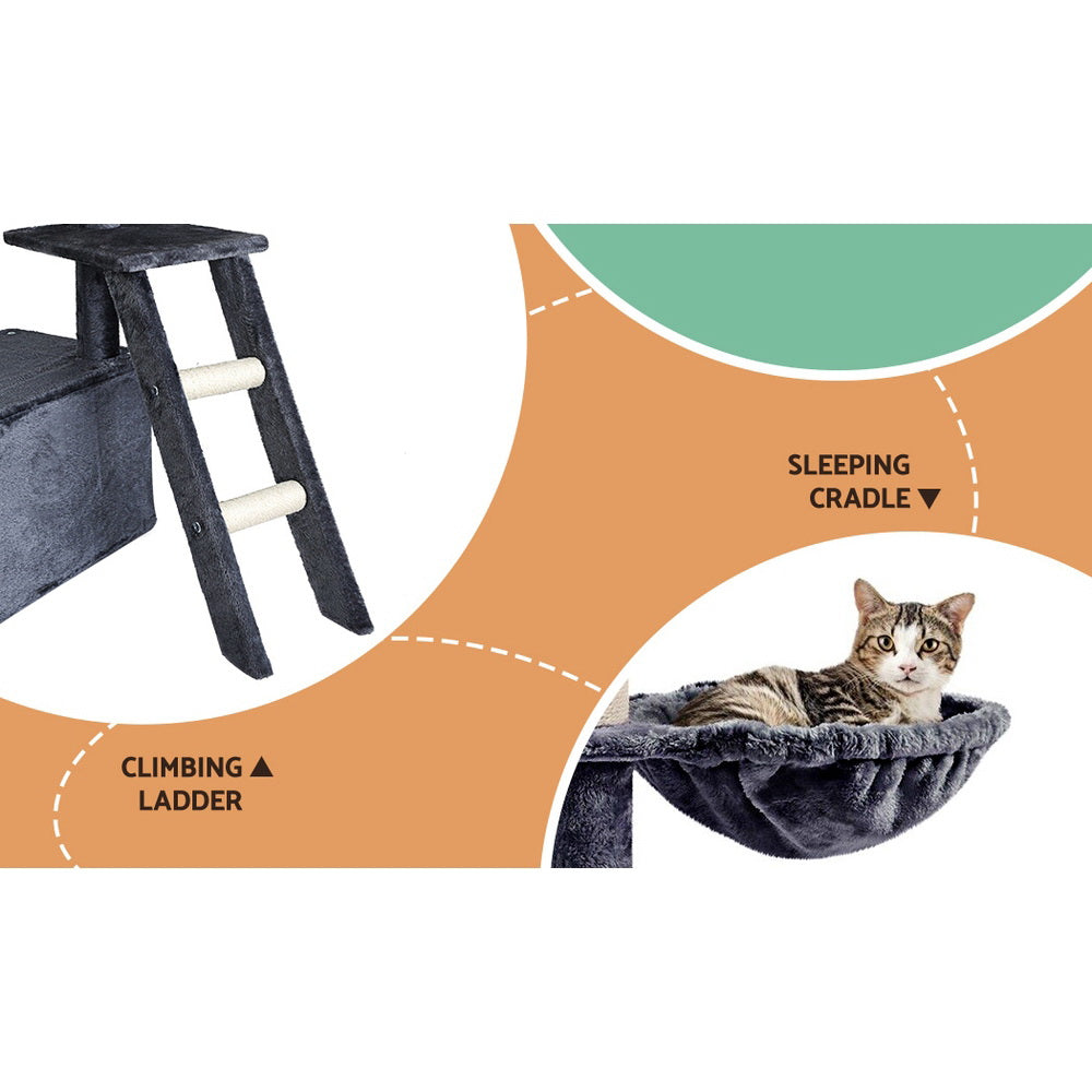 i.Pet Cat Tree Tower Scratching Post Scratcher 138cm Trees Condo House Grey-Pet Care > Cat Supplies > Cat Scratching Posts-PEROZ Accessories