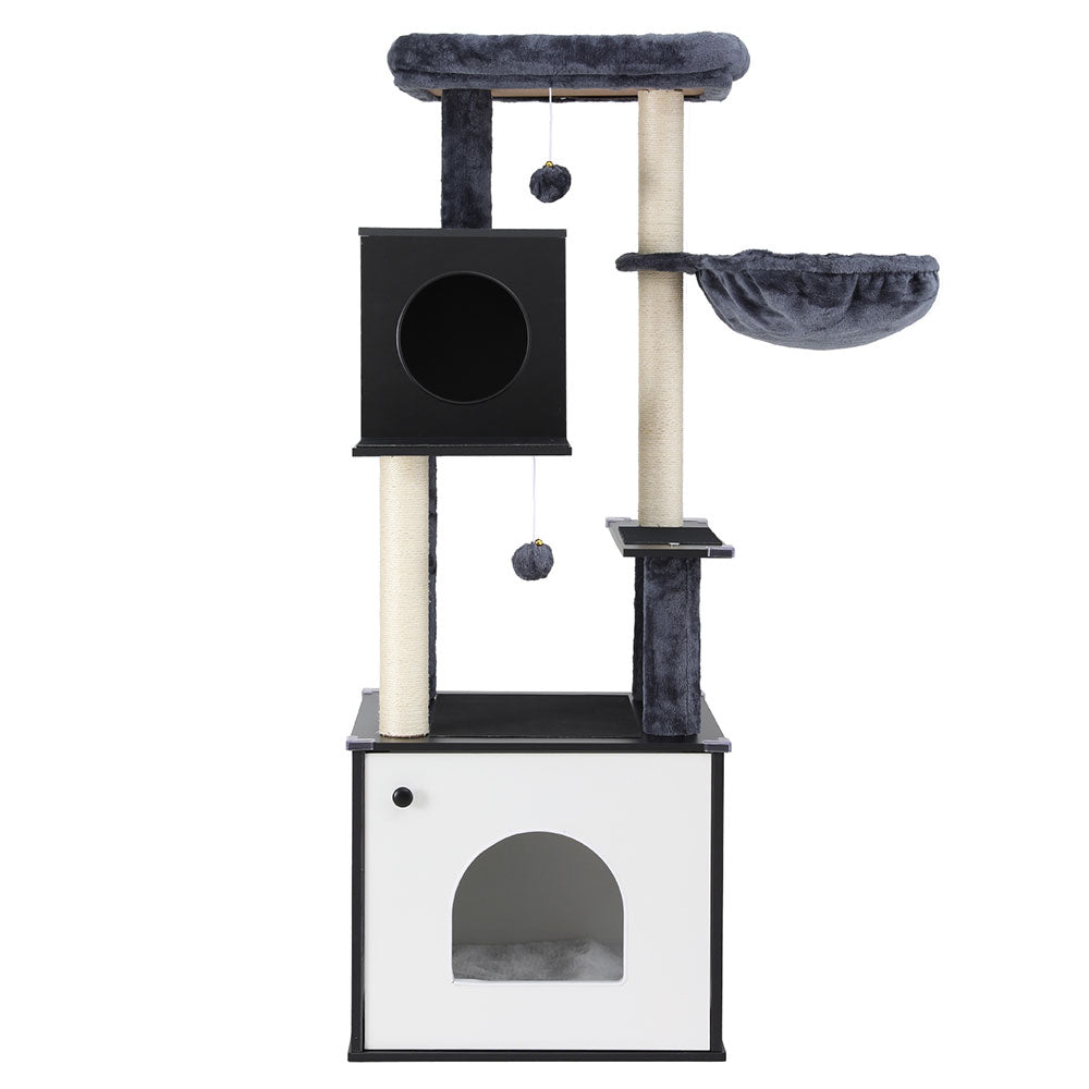 i.Pet Cat Tree Tower Scratching Post Scratcher 144cm Wood Bed Condo House Cabinet-Pet Care > Cat Supplies > Cat Scratching Posts-PEROZ Accessories
