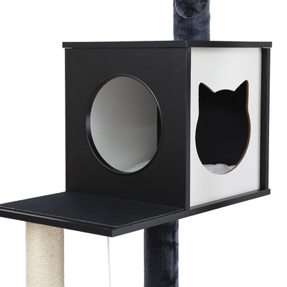 i.Pet Cat Tree Tower Scratching Post Scratcher 144cm Wood Bed Condo House Cabinet-Pet Care > Cat Supplies > Cat Scratching Posts-PEROZ Accessories