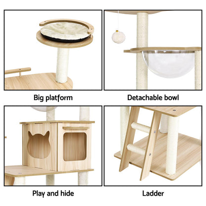 i.Pet Cat Tree Tower Scratching Post Scratcher 174cm Wood Bed Condo House Ladder-Pet Care > Cat Supplies > Cat Scratching Posts-PEROZ Accessories