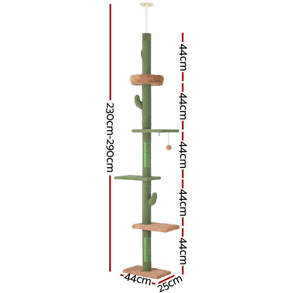 i.Pet Cat Tree Tower Scratching Post Scratcher Floor to Ceiling Cats Bed 290cm-Pet Care > Cat Supplies > Cat Scratching Posts-PEROZ Accessories
