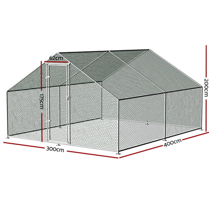 i.Pet Chicken Coop Cage 3x4x2m Galvanised Steel-Pet Care &gt; Coops &amp; Hutches &gt; Coop &amp; Hutch Accessories-PEROZ Accessories
