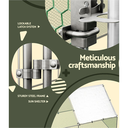 i.Pet Chicken Coop Cage 3x4x2m Galvanised Steel-Pet Care &gt; Coops &amp; Hutches &gt; Coop &amp; Hutch Accessories-PEROZ Accessories