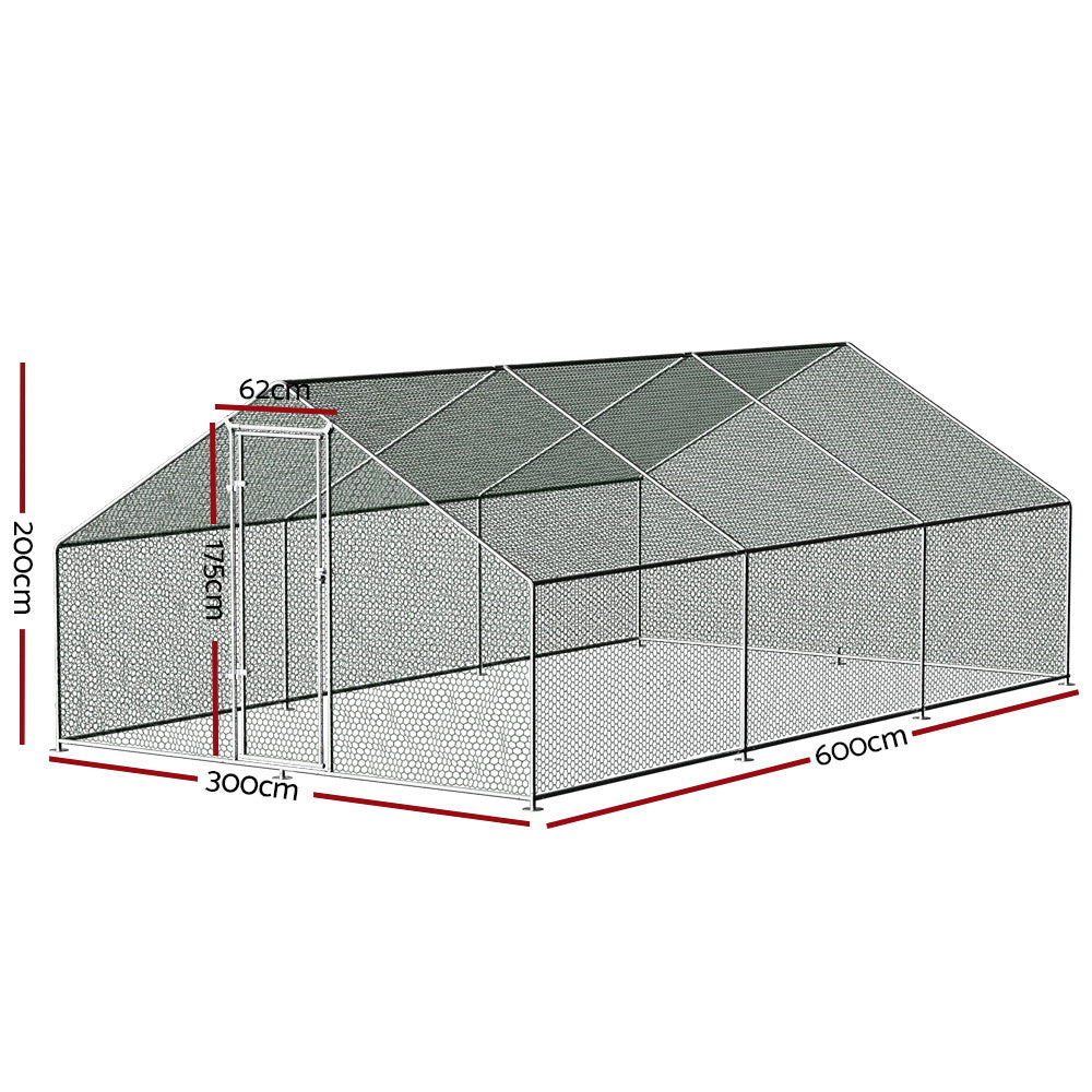i.Pet Chicken Coop Cage 3x6x2m Galvanised Steel-Pet Care &gt; Coops &amp; Hutches &gt; Coop &amp; Hutch Accessories-PEROZ Accessories