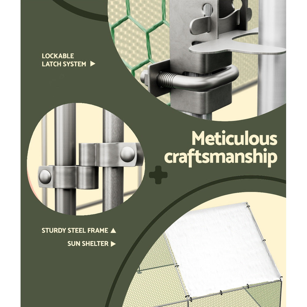 i.Pet Chicken Coop Cage 3x8x2m Galvanised Steel-Pet Care &gt; Coops &amp; Hutches &gt; Coop &amp; Hutch Accessories-PEROZ Accessories