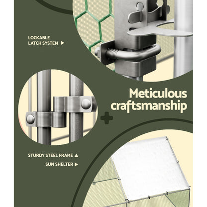 i.Pet Chicken Coop Cage 3x8x2m Galvanised Steel-Pet Care &gt; Coops &amp; Hutches &gt; Coop &amp; Hutch Accessories-PEROZ Accessories