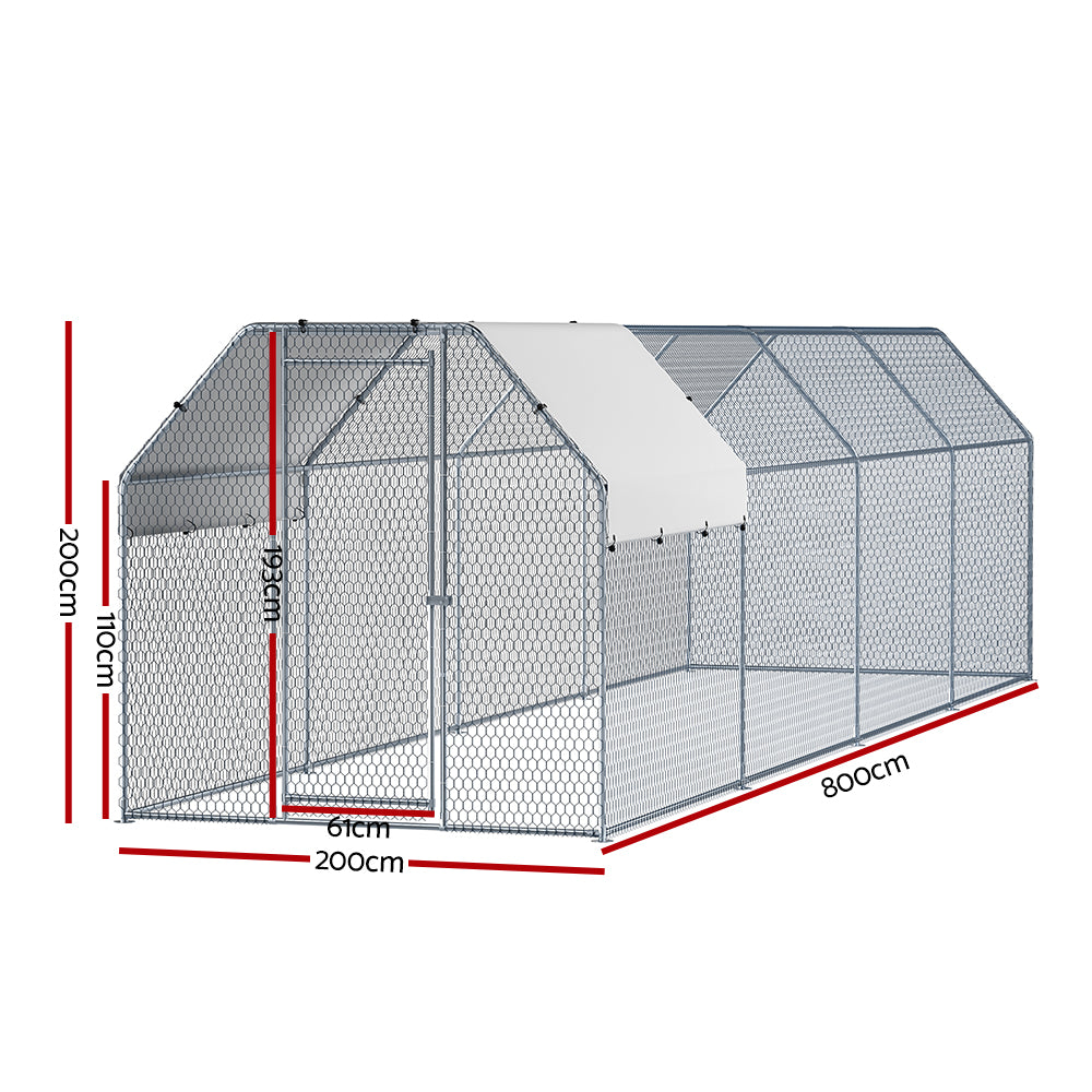 i.Pet Chicken Coop Cage Run Rabbit Hutch Large Walk In Hen House Cover 2mx8mx2m-Pet Care > Coops &amp; Hutches > Small Animal Habitats &amp; Cages-PEROZ Accessories