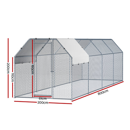 i.Pet Chicken Coop Cage Run Rabbit Hutch Large Walk In Hen House Cover 2mx8mx2m-Pet Care > Coops &amp; Hutches > Small Animal Habitats &amp; Cages-PEROZ Accessories
