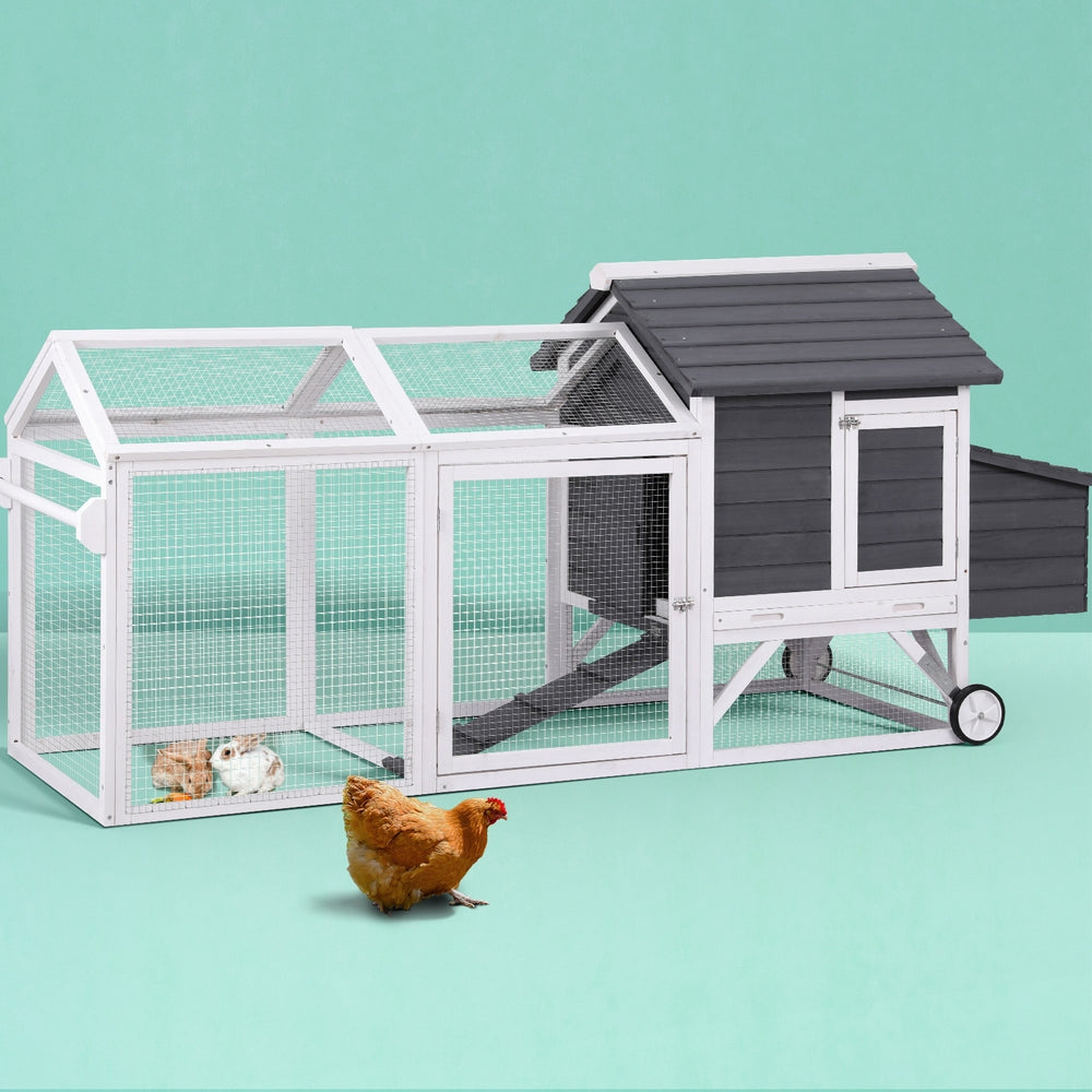 i.Pet Chicken Coop Rabbit Hutch Extra Large Wooden Run Bunny Cage House Outdoor-Pet Care > Coops &amp; Hutches > Small Animal Habitats &amp; Cages-PEROZ Accessories