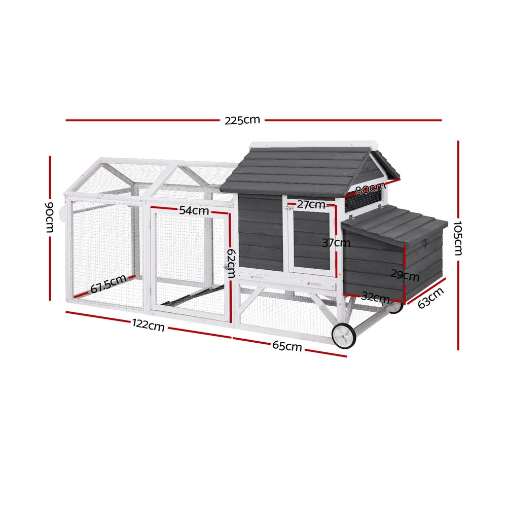 i.Pet Chicken Coop Rabbit Hutch Extra Large Wooden Run Bunny Cage House Outdoor-Pet Care > Coops &amp; Hutches > Small Animal Habitats &amp; Cages-PEROZ Accessories