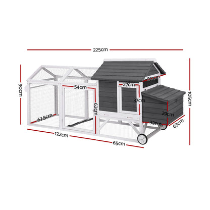 i.Pet Chicken Coop Rabbit Hutch Extra Large Wooden Run Bunny Cage House Outdoor-Pet Care > Coops &amp; Hutches > Small Animal Habitats &amp; Cages-PEROZ Accessories