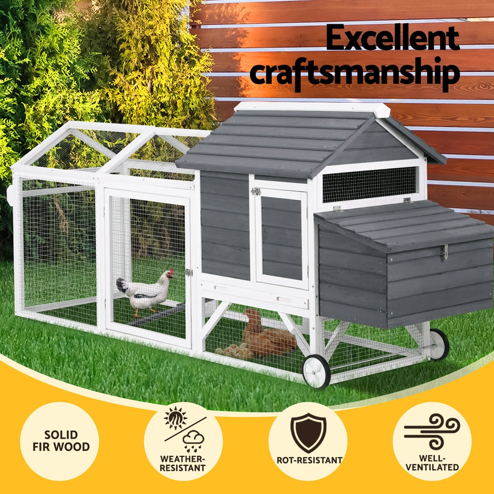 i.Pet Chicken Coop Rabbit Hutch Extra Large Wooden Run Bunny Cage House Outdoor-Pet Care > Coops &amp; Hutches > Small Animal Habitats &amp; Cages-PEROZ Accessories