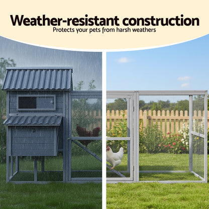 i.Pet Chicken Coop Rabbit Hutch Extra Large Wooden Run Bunny Cage Poultry House Outdoor-Pet Care > Coops &amp; Hutches > Small Animal Habitats &amp; Cages-PEROZ Accessories