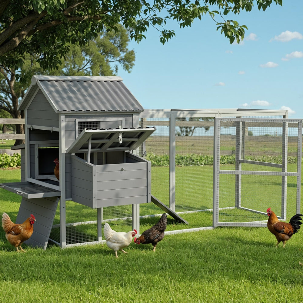 i.Pet Chicken Coop Rabbit Hutch Extra Large Wooden Run Bunny Cage Poultry House Outdoor-Pet Care > Coops &amp; Hutches > Small Animal Habitats &amp; Cages-PEROZ Accessories
