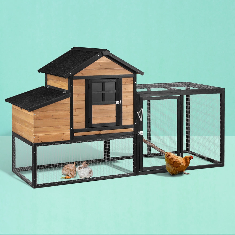 i.Pet Chicken Coop Rabbit Hutch Extra Large Wooden Run Cage Bunny House Outdoor-Pet Care > Coops &amp; Hutches > Small Animal Habitats &amp; Cages-PEROZ Accessories