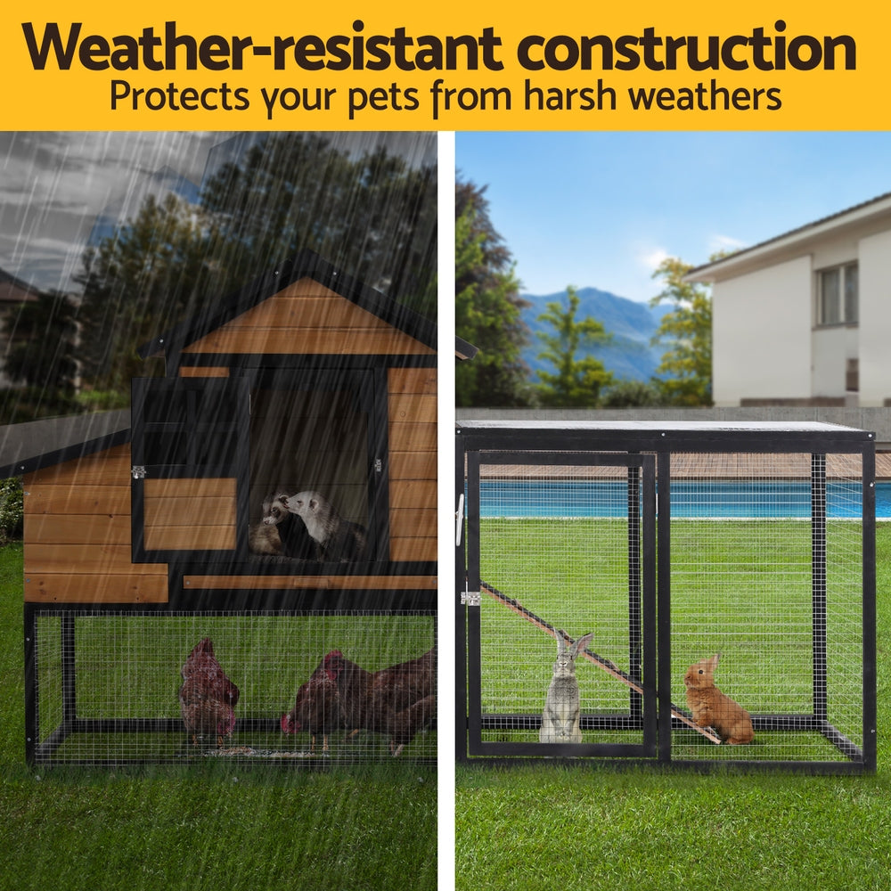 i.Pet Chicken Coop Rabbit Hutch Extra Large Wooden Run Cage Bunny House Outdoor-Pet Care > Coops &amp; Hutches > Small Animal Habitats &amp; Cages-PEROZ Accessories