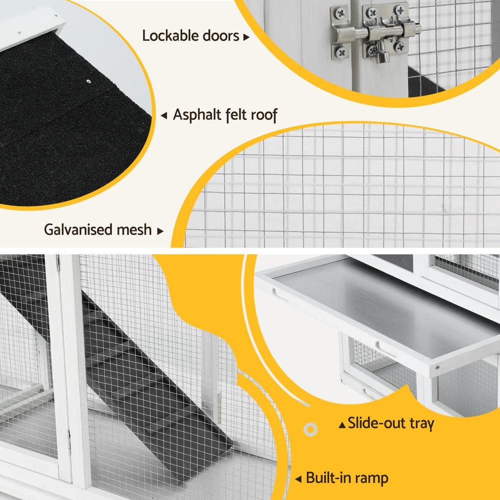 i.Pet Chicken Coop Rabbit Hutch Extra Large Wooden Run Cage House With Run Cage-Pet Care > Coops &amp; Hutches > Small Animal Habitats &amp; Cages-PEROZ Accessories