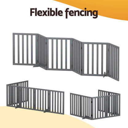 i.Pet Dog Playpen Enclosure 6 Panel Pet Fence Wooden Play Pen-Pet Care > Dog Supplies > Dog Playpens &amp; Gates-PEROZ Accessories