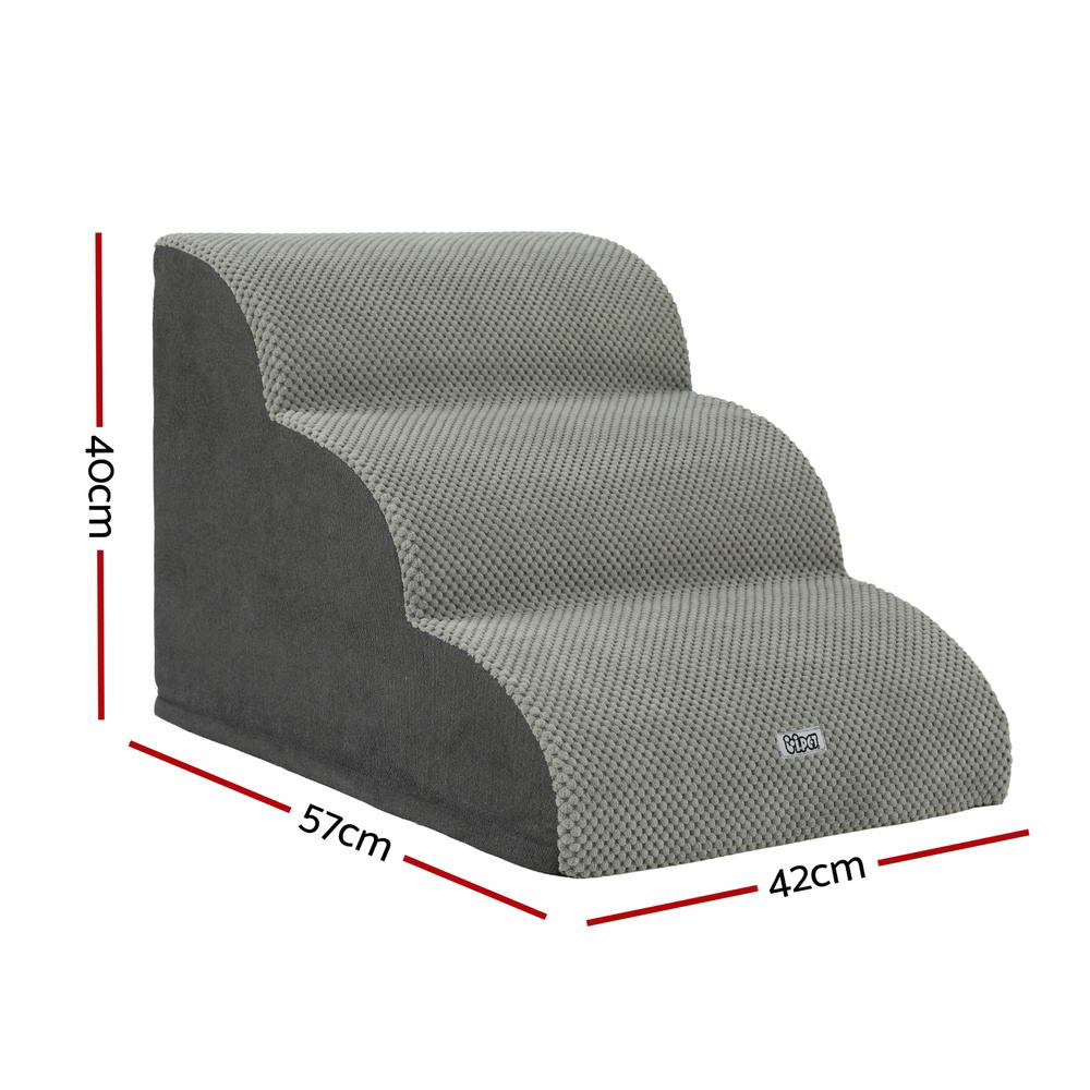 i.Pet Dog Ramp Steps Foam 3 Tier Pet Stairs For Bed Sofa Car Portable Indoor-Pet Care &gt; Dog Supplies &gt; Dog Steps &amp; Ramps-PEROZ Accessories