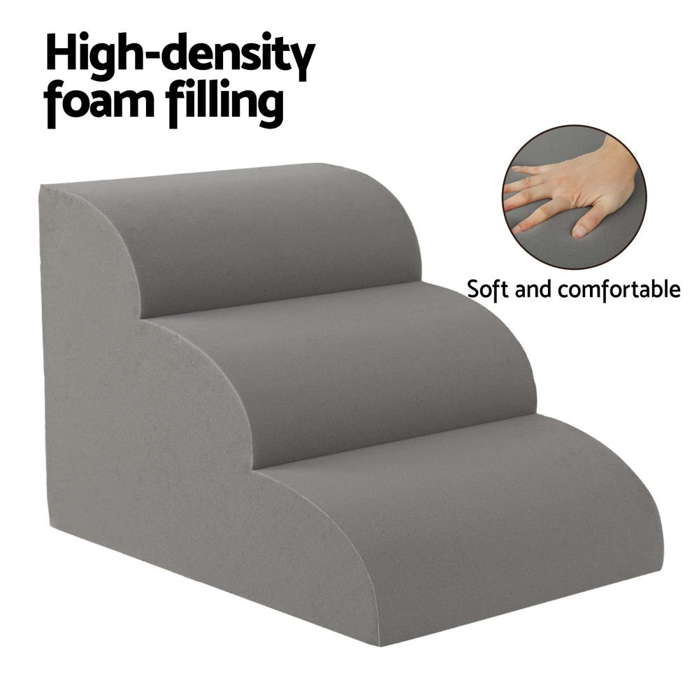 i.Pet Dog Ramp Steps Foam 3 Tier Pet Stairs For Bed Sofa Car Portable Indoor-Pet Care > Dog Supplies > Dog Steps &amp; Ramps-PEROZ Accessories