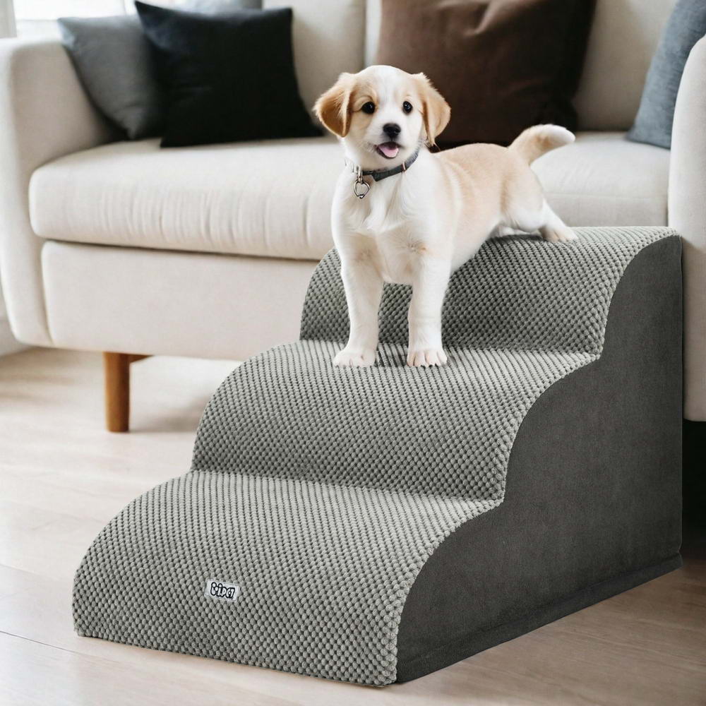 i.Pet Dog Ramp Steps Foam 3 Tier Pet Stairs For Bed Sofa Car Portable Indoor-Pet Care > Dog Supplies > Dog Steps &amp; Ramps-PEROZ Accessories
