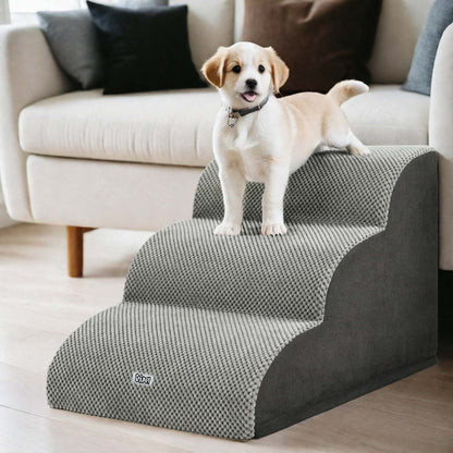 i.Pet Dog Ramp Steps Foam 3 Tier Pet Stairs For Bed Sofa Car Portable Indoor-Pet Care > Dog Supplies > Dog Steps &amp; Ramps-PEROZ Accessories