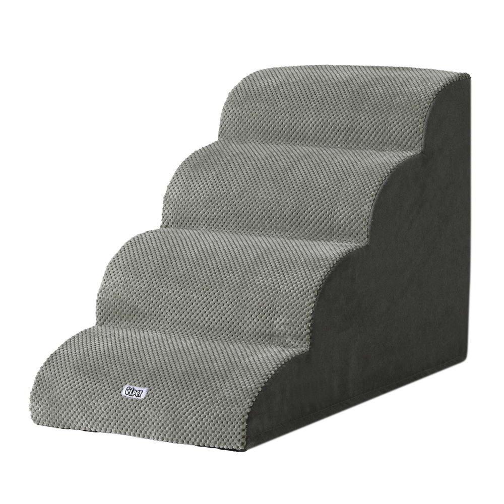 i.Pet Dog Ramp Steps Foam 4 Tier Pet Stairs For Bed Sofa Car Portable Indoor-Pet Care > Dog Supplies > Dog Steps &amp; Ramps-PEROZ Accessories
