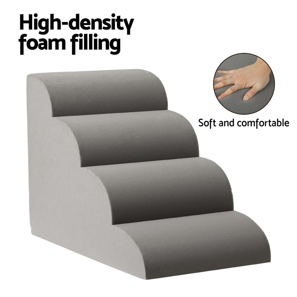 i.Pet Dog Ramp Steps Foam 4 Tier Pet Stairs For Bed Sofa Car Portable Indoor-Pet Care > Dog Supplies > Dog Steps &amp; Ramps-PEROZ Accessories