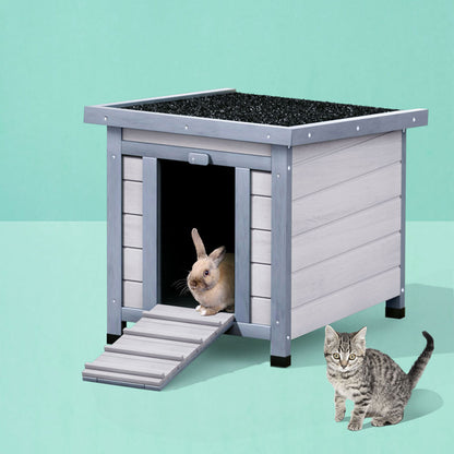 i.Pet Outdoor Cat House Rabbit Hutch Wooden Shelter Condo Small Enclosure Indoor Cat House Outdoor-Pet Care > Coops &amp; Hutches > Small Animal Habitats &amp; Cages-PEROZ Accessories