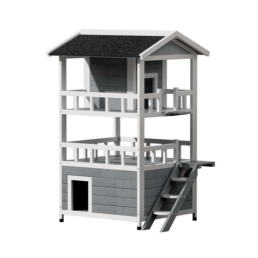 i.Pet Outdoor Cat House Shelter 72cm x 72cm x 127cm Rabbit Hutch Wooden Condo Small Outdoor Cat House-Pet Care &gt; Coops &amp; Hutches &gt; Small Animal Habitats &amp; Cages-PEROZ Accessories