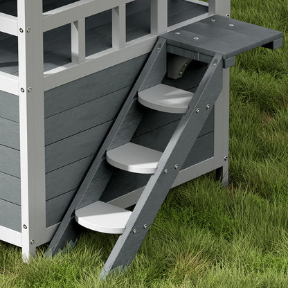 i.Pet Outdoor Cat House Shelter 72cm x 72cm x 127cm Rabbit Hutch Wooden Condo Small Outdoor Cat House-Pet Care > Coops &amp; Hutches > Small Animal Habitats &amp; Cages-PEROZ Accessories