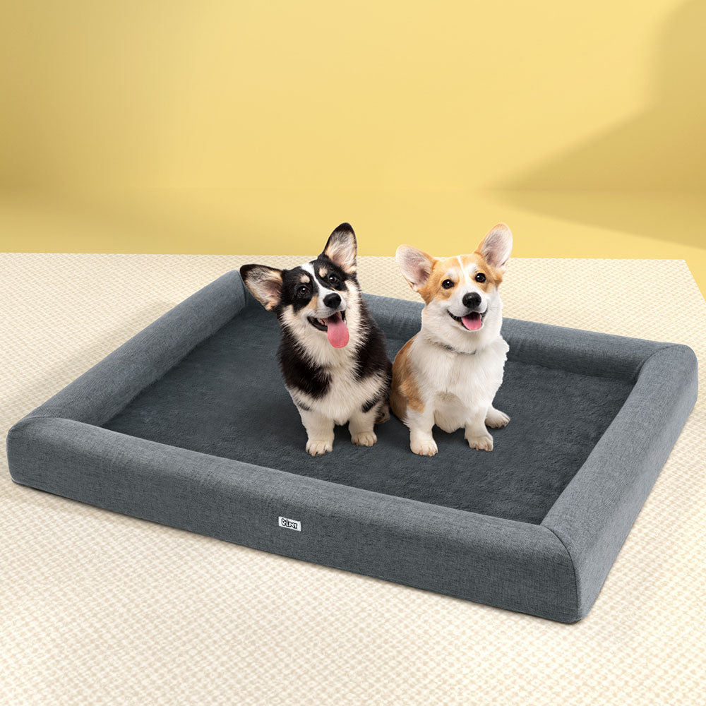 i.Pet Pet Bed Dog Cat Extra Large Calming Soft Sofa Cushion Egg Crate Washable Grey-Pet Care > Dog Supplies > Dog Beds-PEROZ Accessories