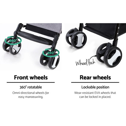 i.Pet Pet Stroller Dog Pram Cat Carrier Travel Large Pushchair Foldable 4 Wheels Grey-Pet Care > Cat Supplies > Cat Carriers &amp; Crates-PEROZ Accessories