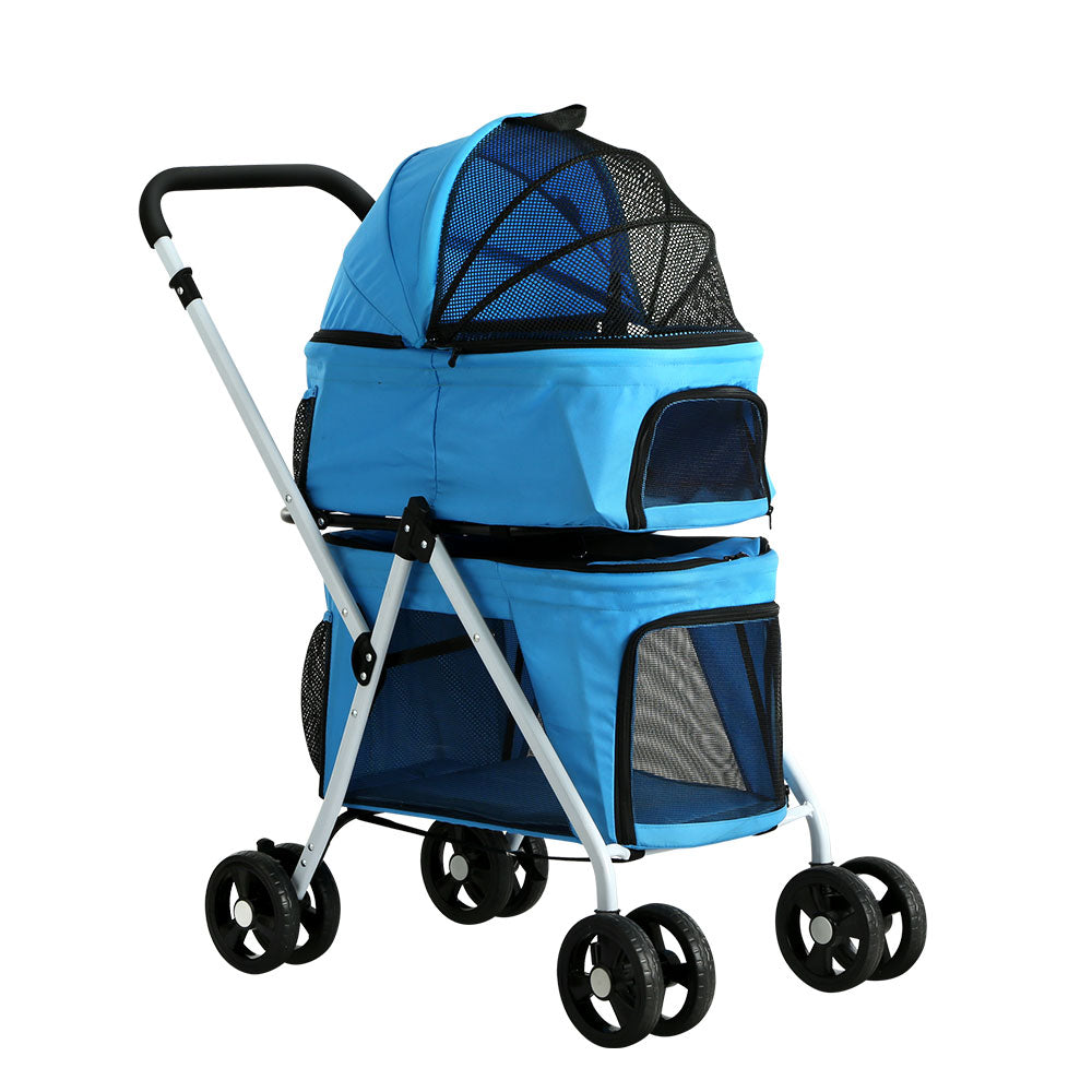 i.Pet Pet Stroller Dog Pram Large Cat Carrier Travel Foldable 4 Wheels Double-Pet Care &gt; Cat Supplies &gt; Cat Carriers &amp; Crates-PEROZ Accessories