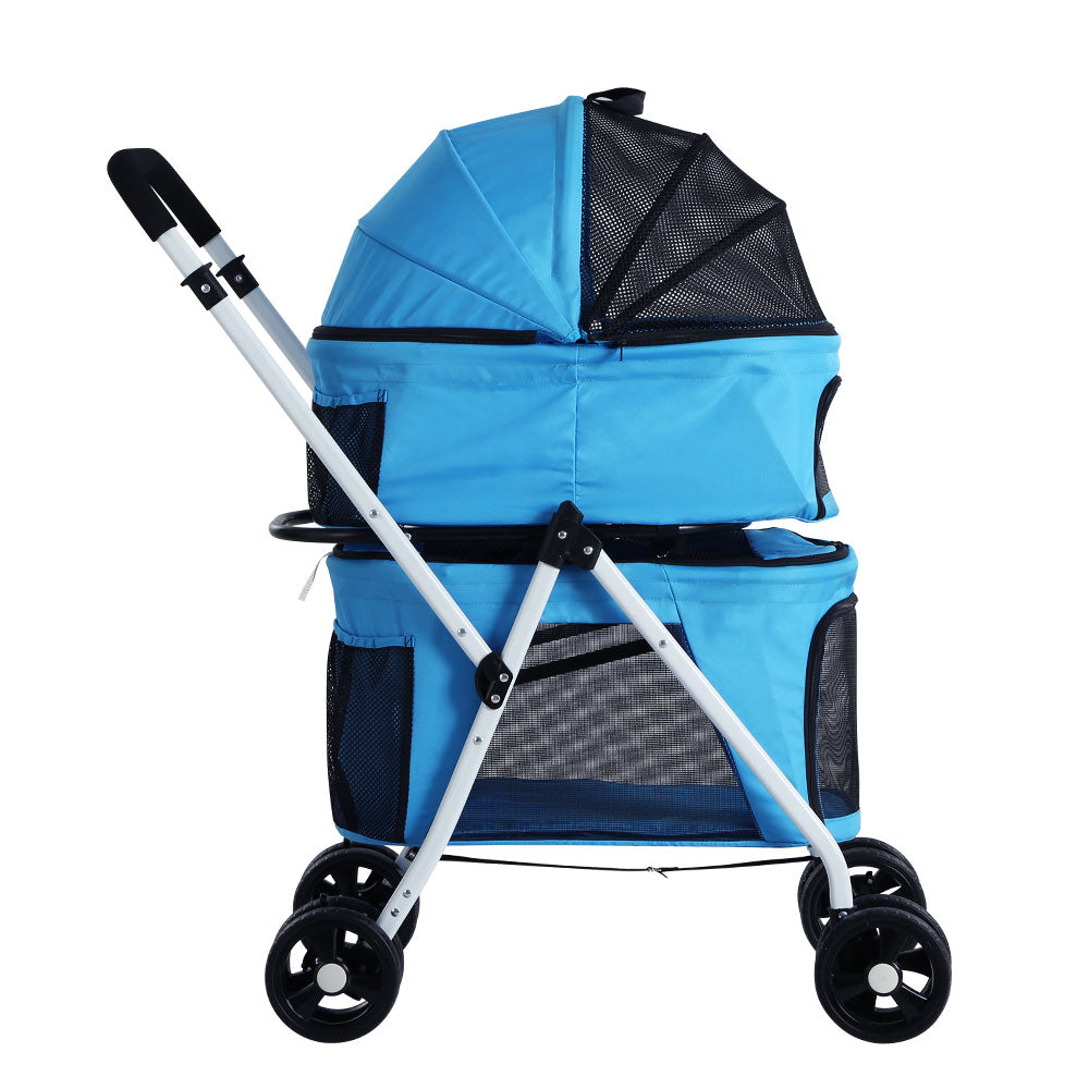 i.Pet Pet Stroller Dog Pram Large Cat Carrier Travel Foldable 4 Wheels Double-Pet Care > Cat Supplies > Cat Carriers &amp; Crates-PEROZ Accessories